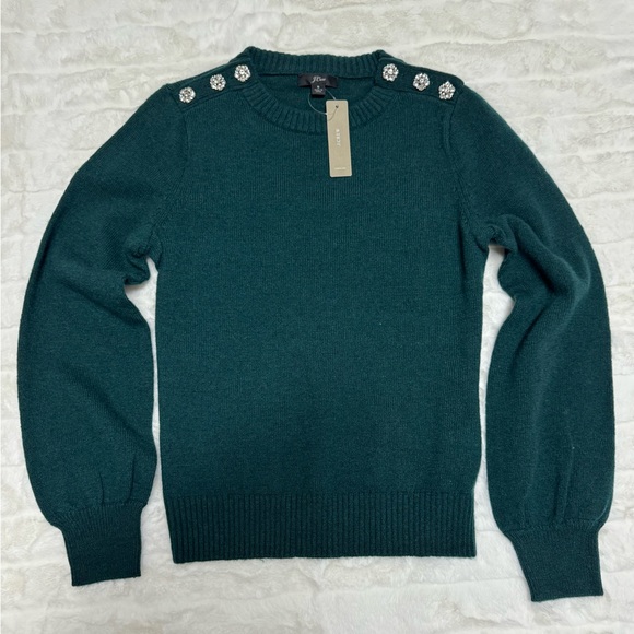 J.Crew Crewneck Sweater with Jeweled Buttons Size Small NWT - Picture 2 of 9